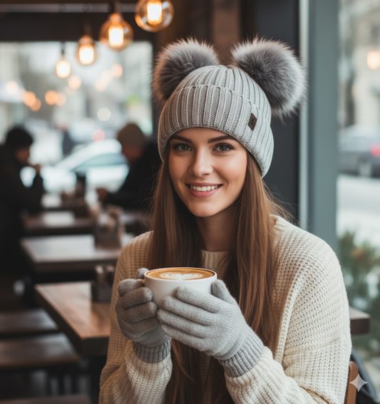 ❄️ Doppelpom-Mütze „Cosy Ears“ – 7 Farben | One Size (ca. 54–59 cm) ✨🧣🧤