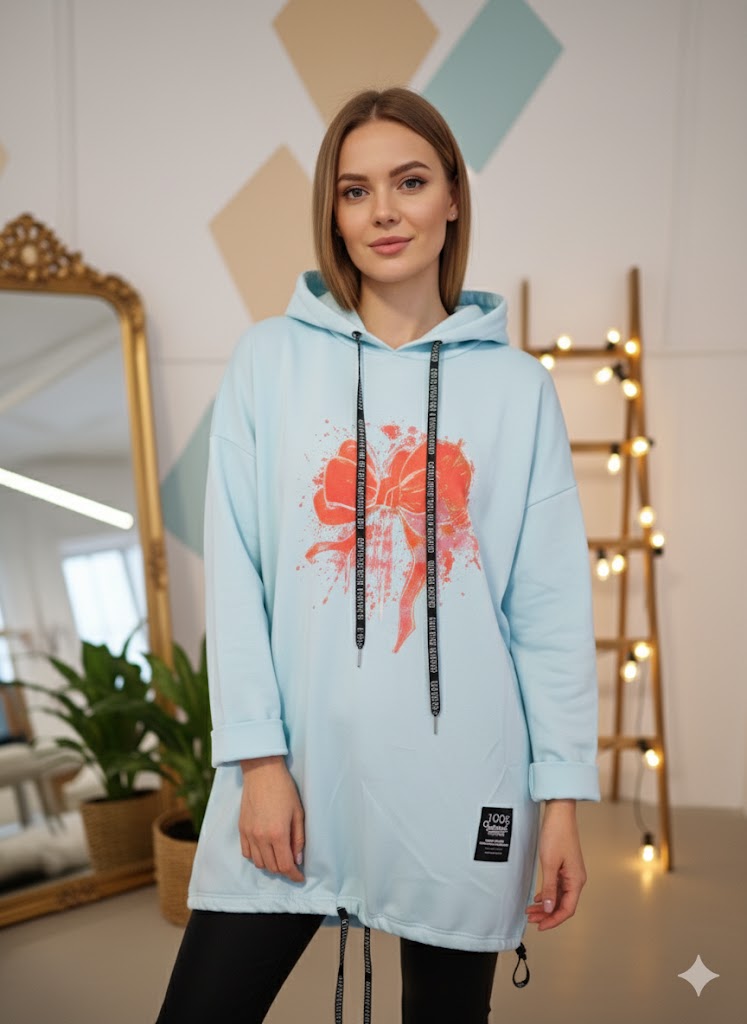 💖 Hoodie mit Print – superweich & stylisch! 🌈 Erhältlich in 2 Farben | Gr. 42–46 tragbar
