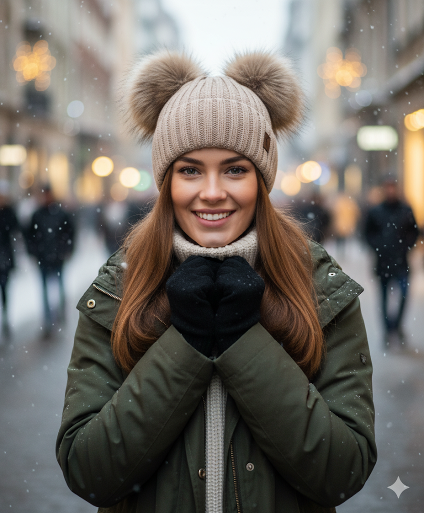 ❄️ Doppelpom-Mütze „Cosy Ears“ – 7 Farben | One Size (ca. 54–59 cm) ✨🧣🧤