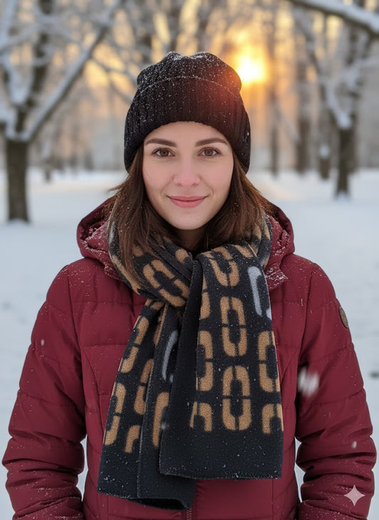 🧣✨ 2 Farben Mega Schal mit Statement-Muster – 180x80cm ✨🧣