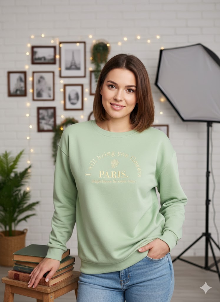 💖 ✨ 4 Farben/Größe 42-46: Stick-Sweatshirt "I will bring you flowers PARIS..." ✨