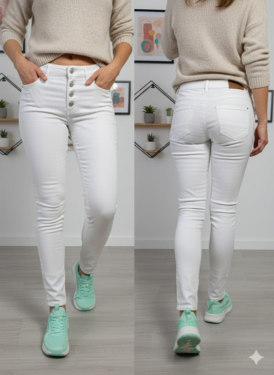🌟 Karostar High-Waist Skinny Jeans K2702-11 – Strahlendes Weiß & Mega-Stretch! 🤍👖✨