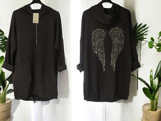😇 Kapuzen-Jacke mit Strass-Flügel – Größe 46–50 | 9 Farben 😇