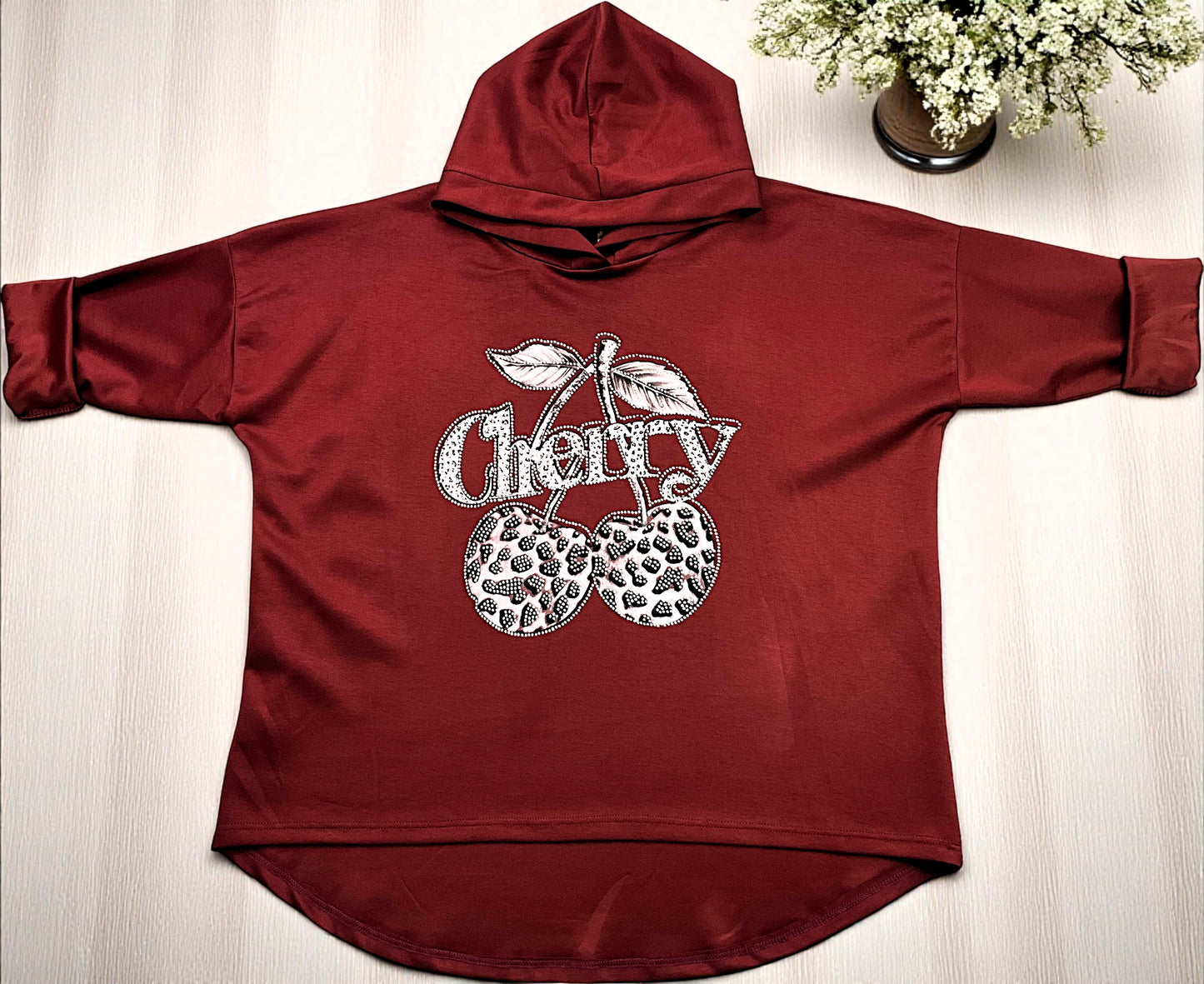✨ Vorbestellung Hoodie „Cherry“ 🍒 – Butterstoff – Gr. 42 – 46 – in 11 Farben ✨