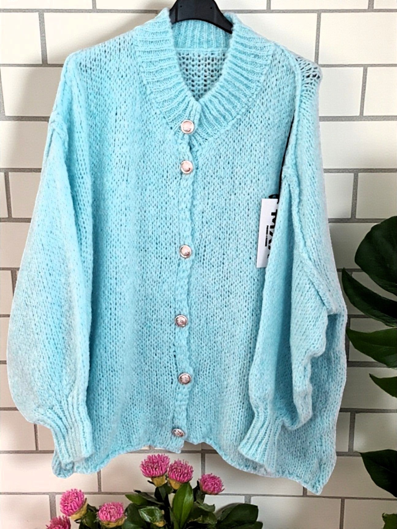 🧶✨ Oversize Cardigan mit Glitzerknöpfen – 6 Farben – Gr. 38–46 tragbar ✨🧶