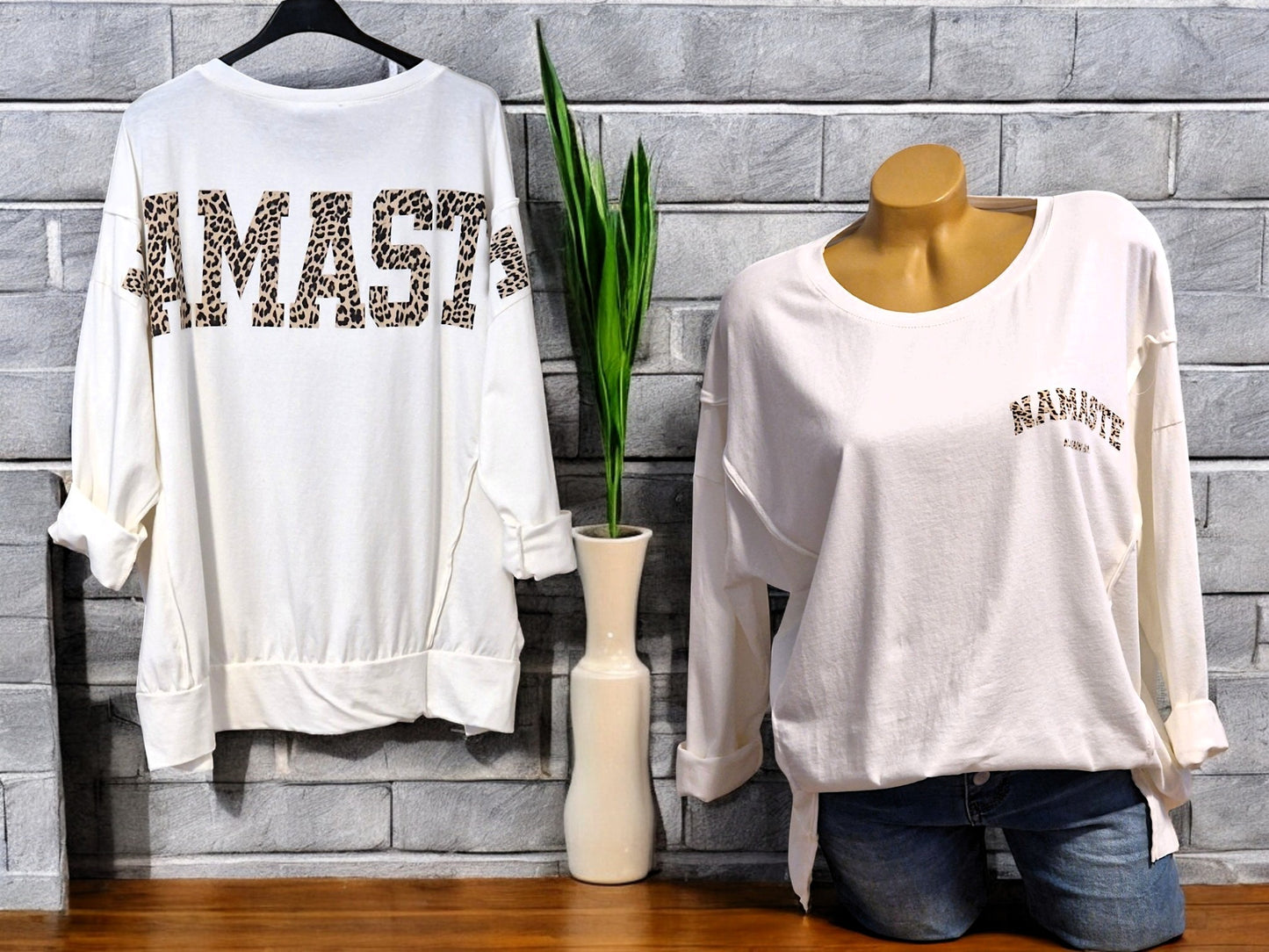 🧘♀️ Oversize-Sweatshirt "Namaste" – Gr. 38–42 🐆✨
