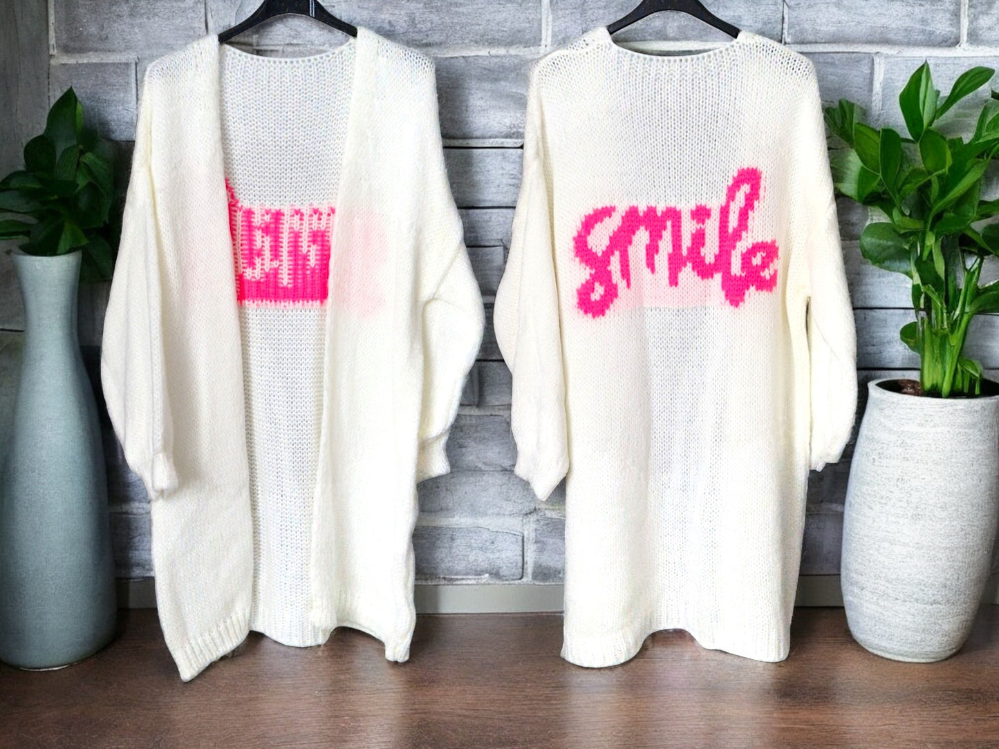 🧥 Kuscheliger Cardigan "Smile" – bis Gr. 48 – in 3 Farben 🤍💛🌸