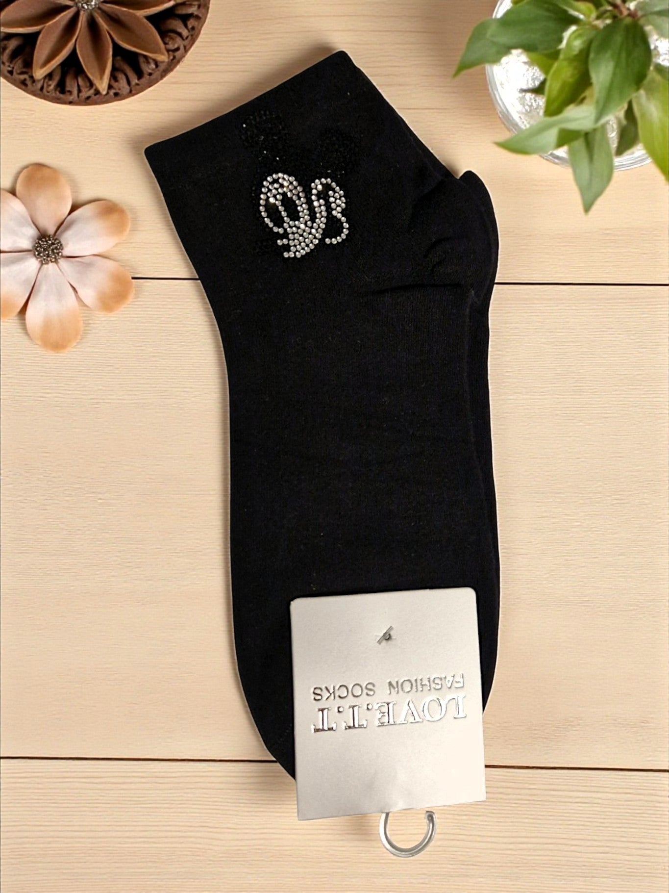✨🧦 Love.T.T Söckchen "Mickey Sparkle" – Gr. 36–41 – in Schwarz & Weiß 🤍🖤✨