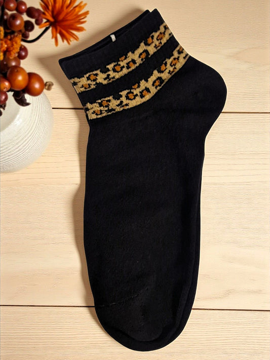 🧦🐆 Sport Söckchen mit Leo-Style Bündchen – Gr. 36–41 – 2 Farben! 🤍🖤