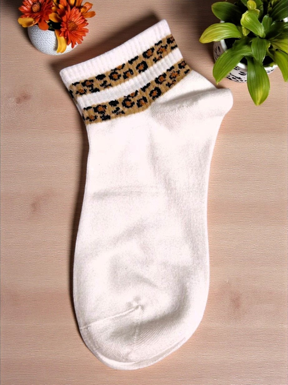 🧦🐆 Sport Söckchen mit Leo-Style Bündchen – Gr. 36–41 – 2 Farben! 🤍🖤