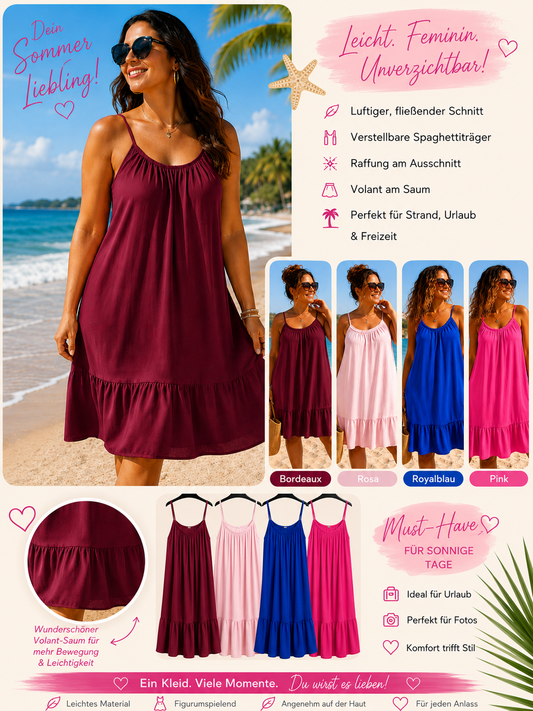 💖🌴 Sommerkleid mit Spaghettiträgern – Viskose – Gr. 38–46 – 4 Farben  🌴💖