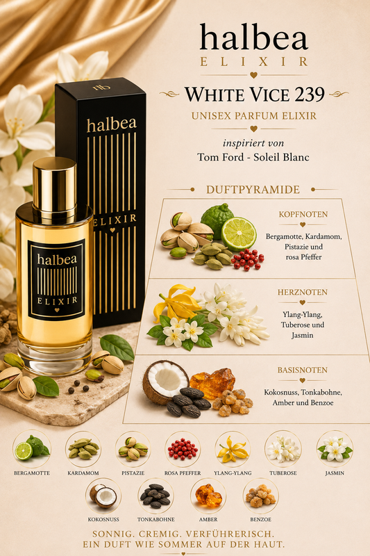 ☀️🤍 White Vice 239 – Unisex Parfum Elixir | inspiriert von Tom Ford „Soleil Blanc“ 🤍☀️