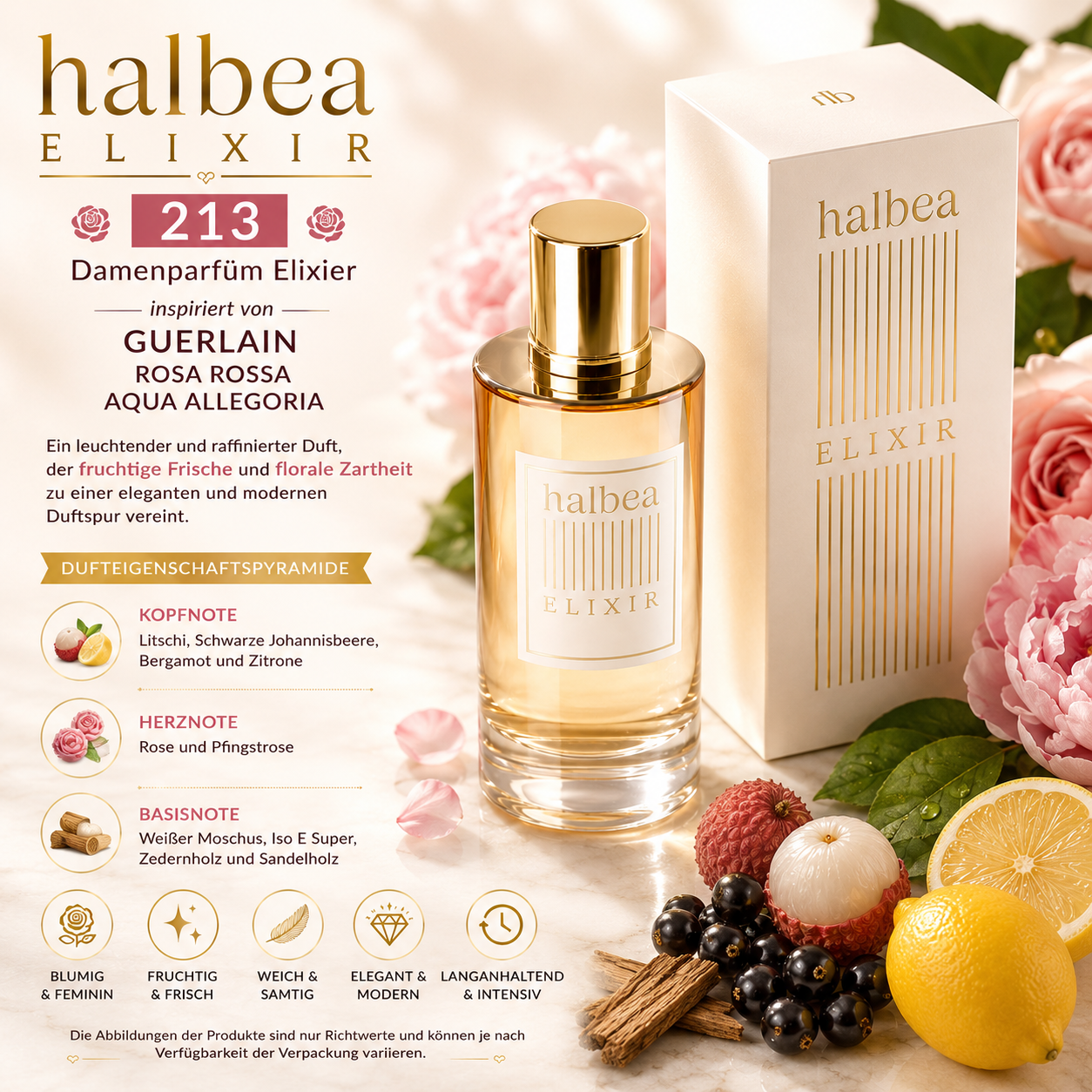 🌹✨ Halbea 213 – Damenparfüm Elixier | inspiriert von Guerlain – Rosa Rossa Aqua Allegoria ✨🌹