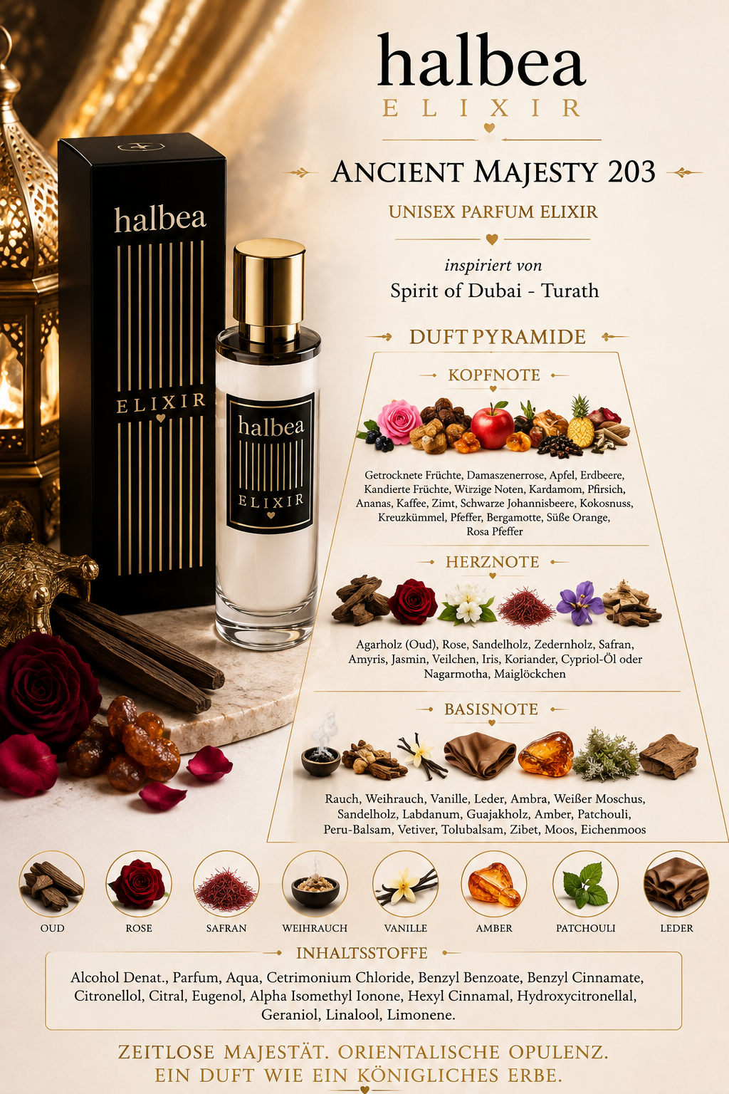 👑✨ Ancient Majesty 203 – Luxus Unisex Parfum Elixir ✨👑 Inspiriert von Spirit of Dubai – Turath 🖤✨