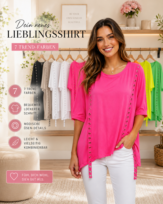 🌈 Ösen-Shirt Gr. 42–48 💖 7 Trendfarben | locker & bequem