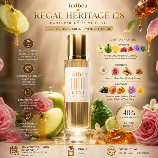 ✨ Halbea Regal Heritage 128 – Damenparfum 35 ml Elixir ✨ 🌸 Duftrichtung: Creed – Aventus for Her 🌸