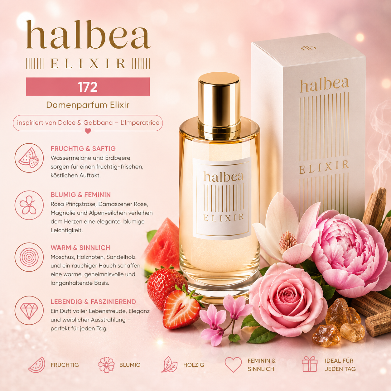 🍉🌸 Halbea 172 – Damenparfum Elixir 🌸🍓💖inspiriert von Dolce & Gabbana – Imperatrice 💖