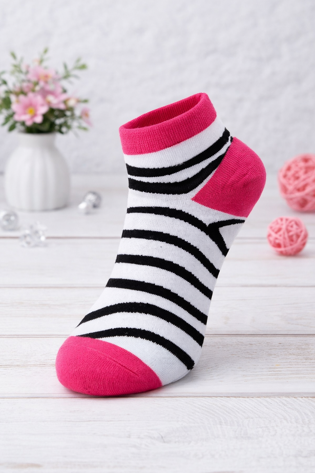 🧦 Zebra Sneaker Socken Damen & Herren – Größe 38-41 | Schwarz-Weiß & Pink | Stylisch & Bequem
