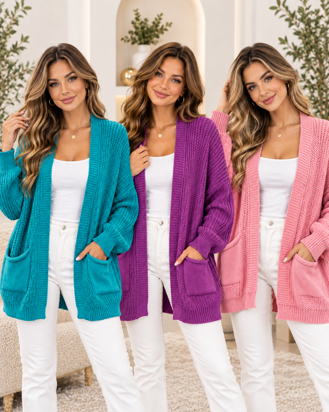 🌈✨ Oversize Strickcardigan mit Taschen – bis Gr. 48 ✨🌈
