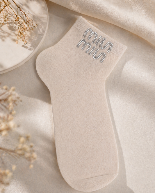 Damen Sneaker-Socken mit Strass-Schriftzug ✨ Größe 38–41 | 5 Farben erhältlich