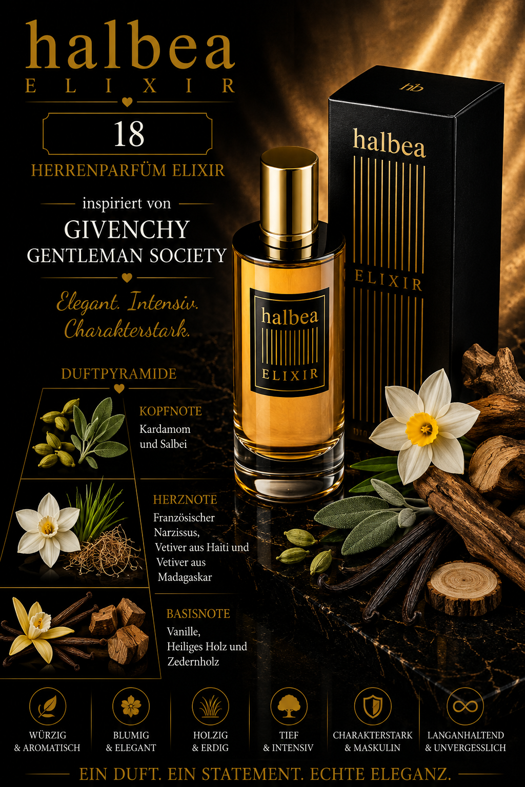 🖤✨ Halbea 18 Herrenparfum Elixir – inspiriert von Givenchy Gentleman Society ✨🖤