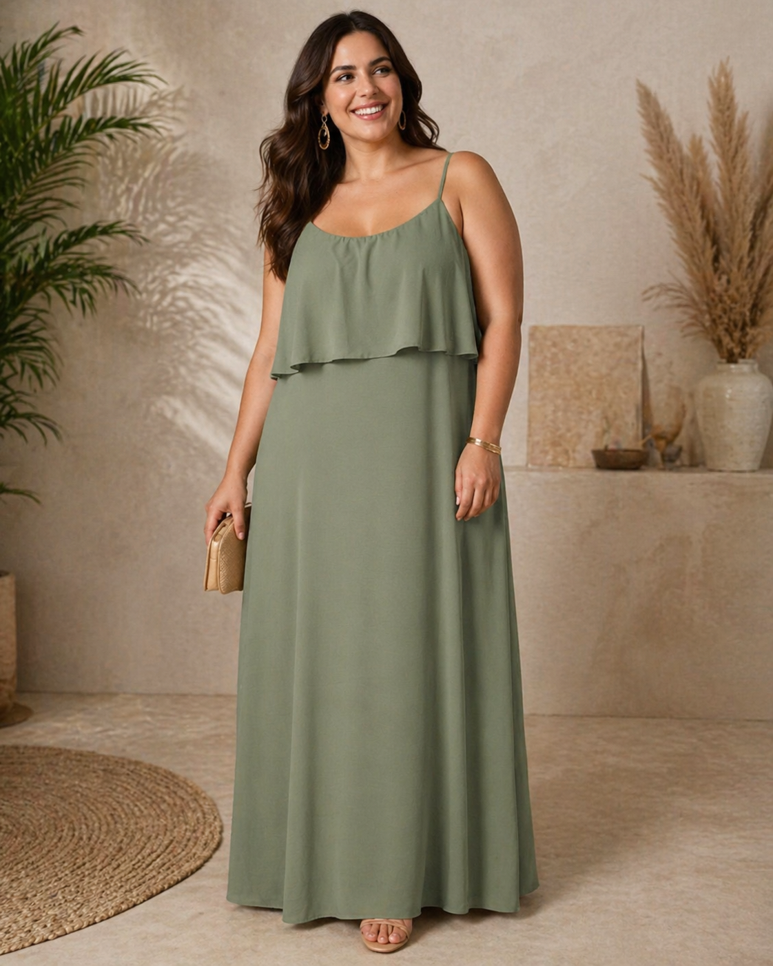 🌈 6 Farben – Luftiges Maxikleid mit Volant ✨ Größe 42–48 💃