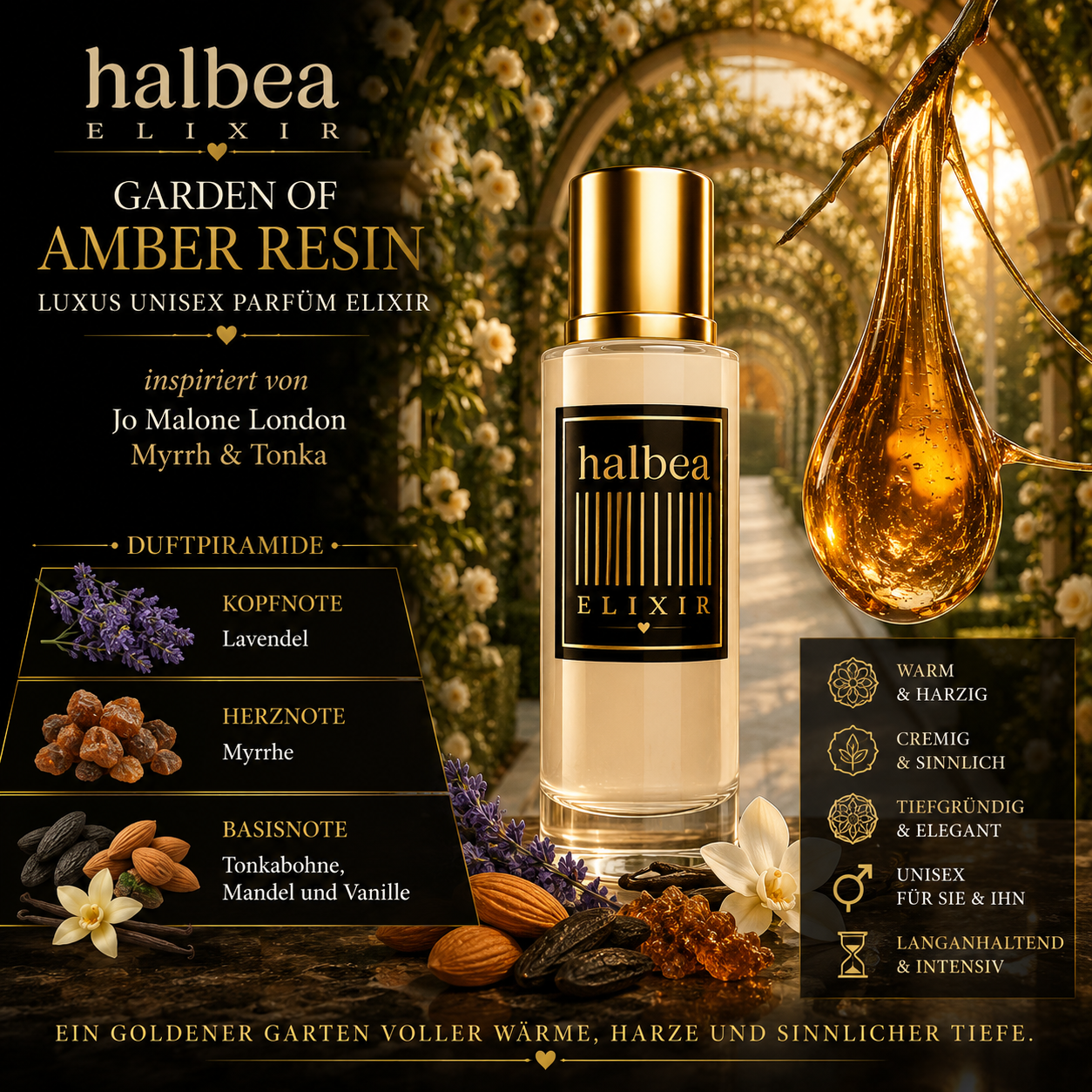 ✨ Garden of Amber Resin – Unisex Parfum Elixir | inspiriert von Jo Malone London „Myrrh & Tonka“ ✨