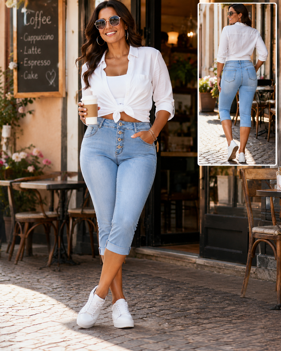 👖✨ Karostar Capri Jeans KC8874 – Sommerlich, figurbetont & super bequem! ✨💙
