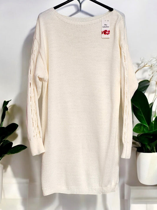 Longpulli / Strickkleid mit Cut Outs Gr. 38 - 44 in versch. Farben