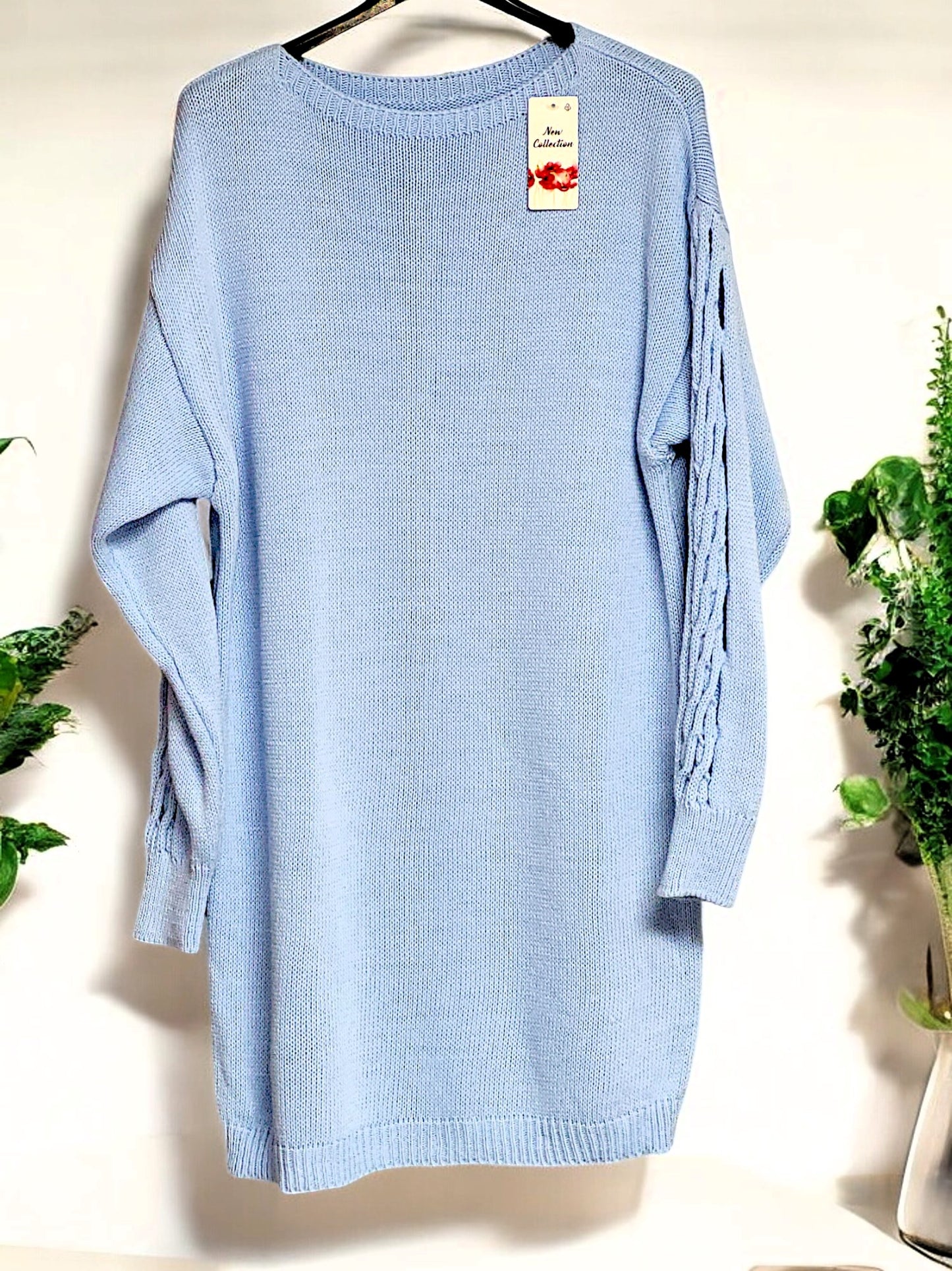 Longpulli / Strickkleid mit Cut Outs Gr. 38 - 44 in versch. Farben