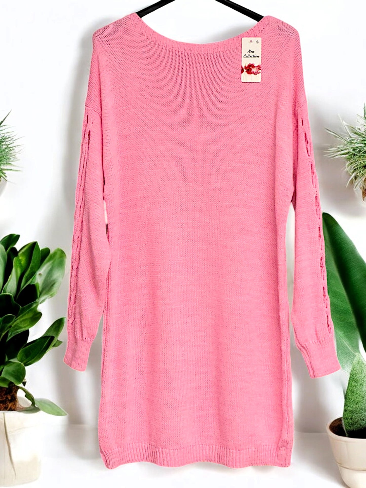 Longpulli / Strickkleid mit Cut Outs Gr. 38 - 44 in versch. Farben