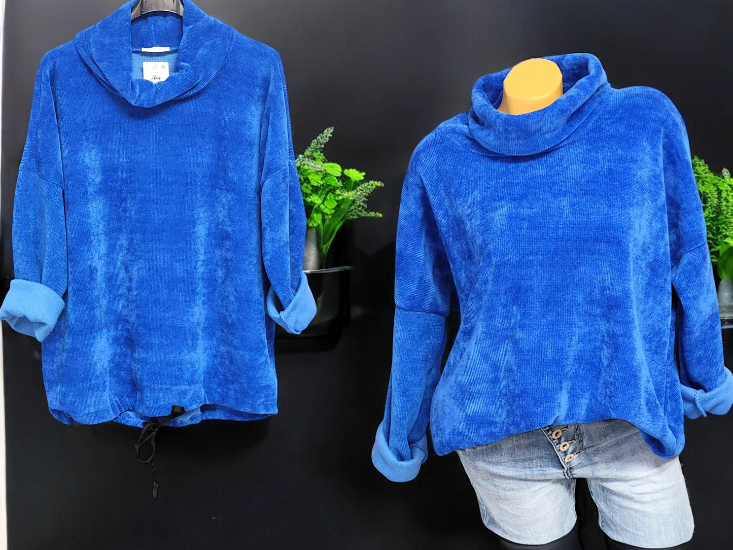 Feincord-Shirt mit Stehkragen Gr. 42 - 46 in versch. Farben