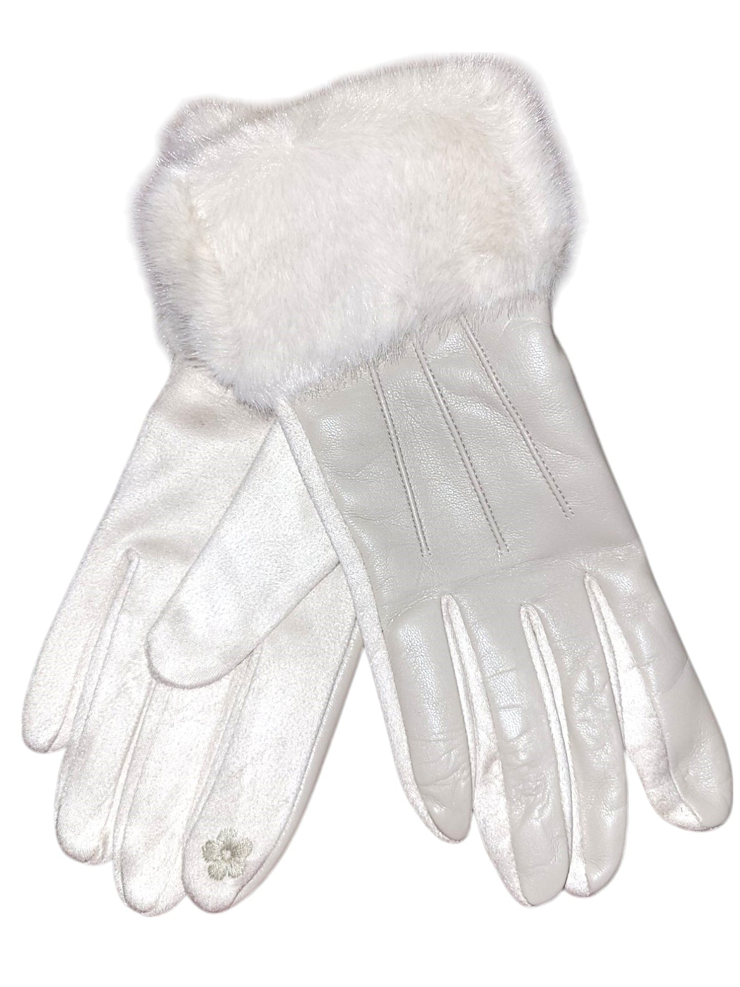 Handschuhe mit Fellbesatz und Kunstleder