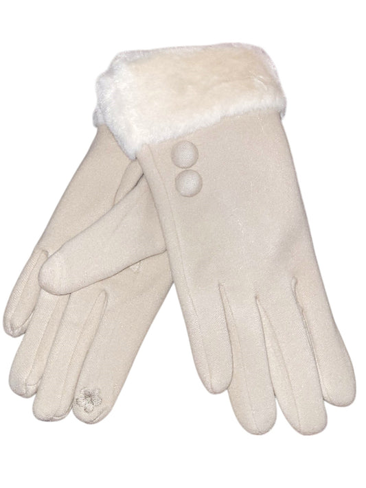 Handschuhe mit Fellbesatz in versch. Farben