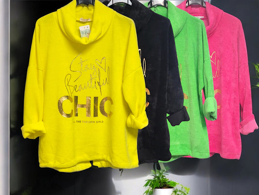 Feincord-Shirt "CHIC" mit Stehkragen Gr. 42 - 46 in versch. Farben