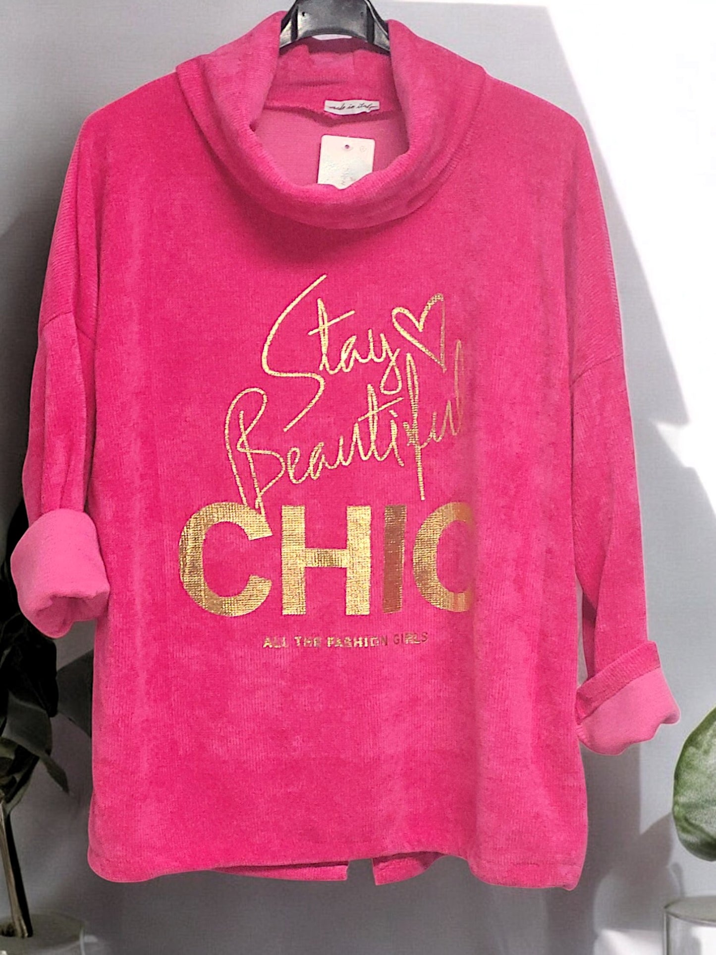 Feincord-Shirt "CHIC" mit Stehkragen Gr. 42 - 46 in versch. Farben