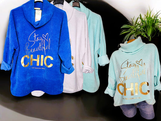 Feincord-Shirt "CHIC" mit Stehkragen Gr. 42 - 46 in versch. Farben