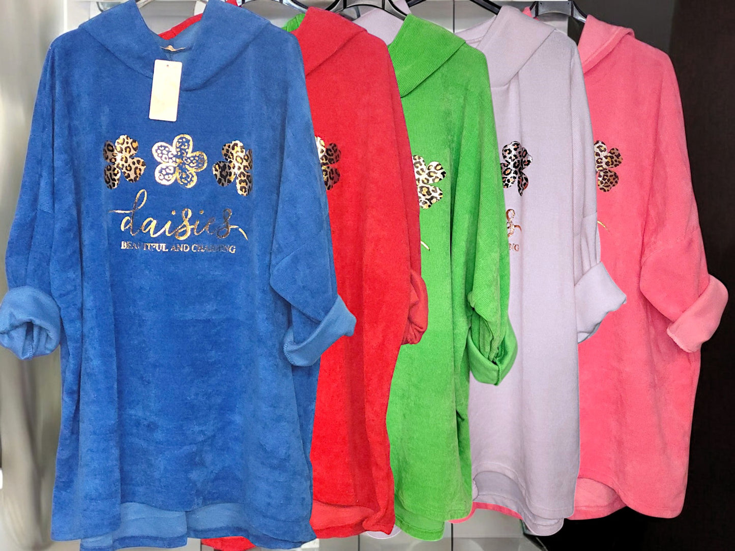 Feincord-Hoodie "Daisies..." Gr. 52 - 56 in versch. Farben