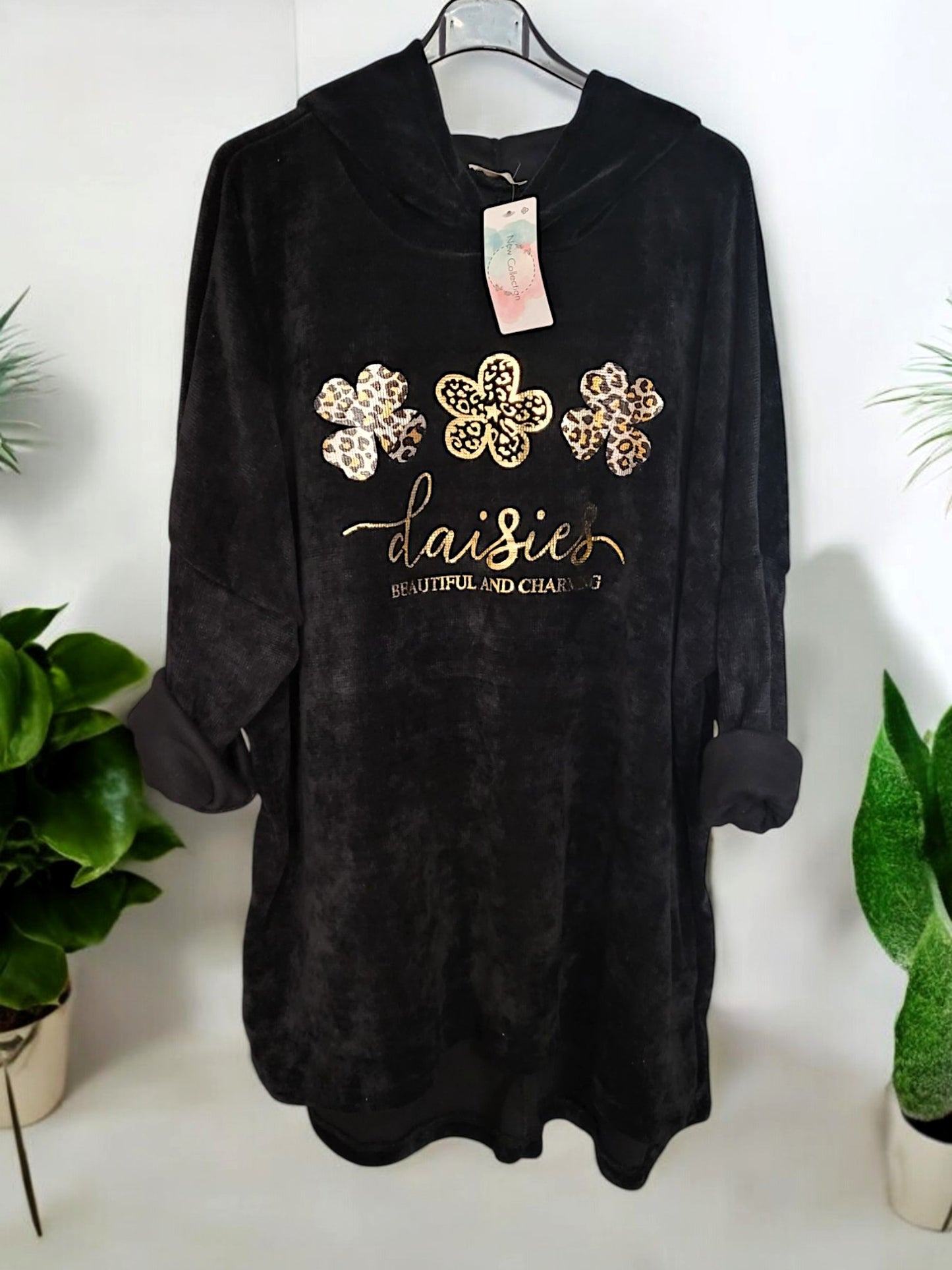 Feincord-Hoodie "Daisies..." Gr. 52 - 56 in versch. Farben