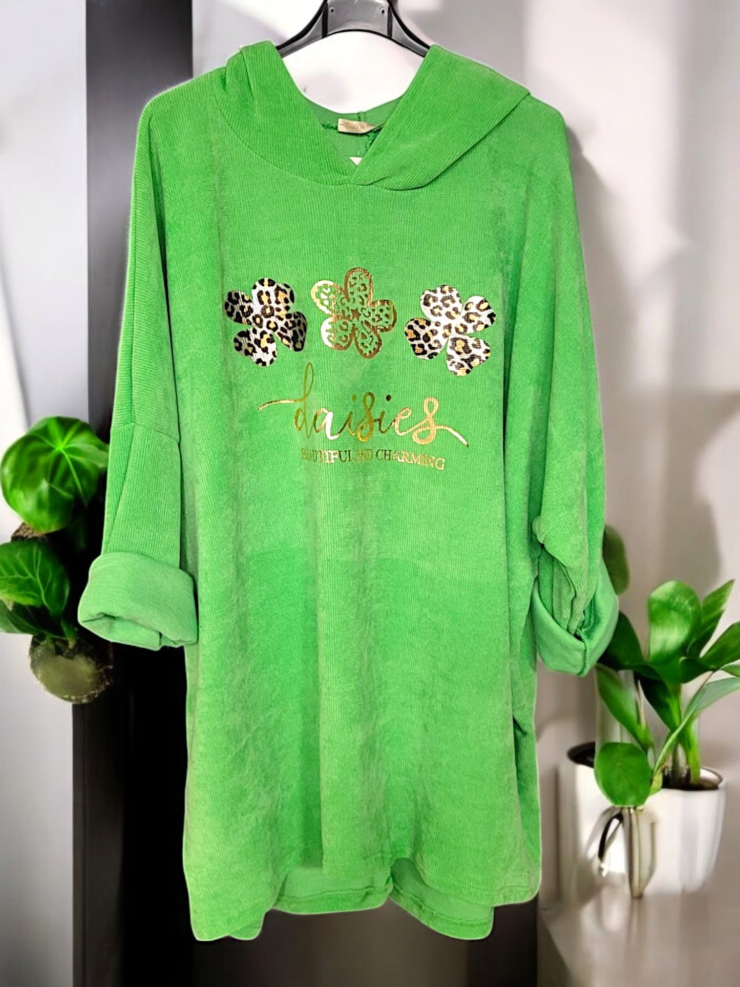 Feincord-Hoodie "Daisies..." Gr. 52 - 56 in versch. Farben