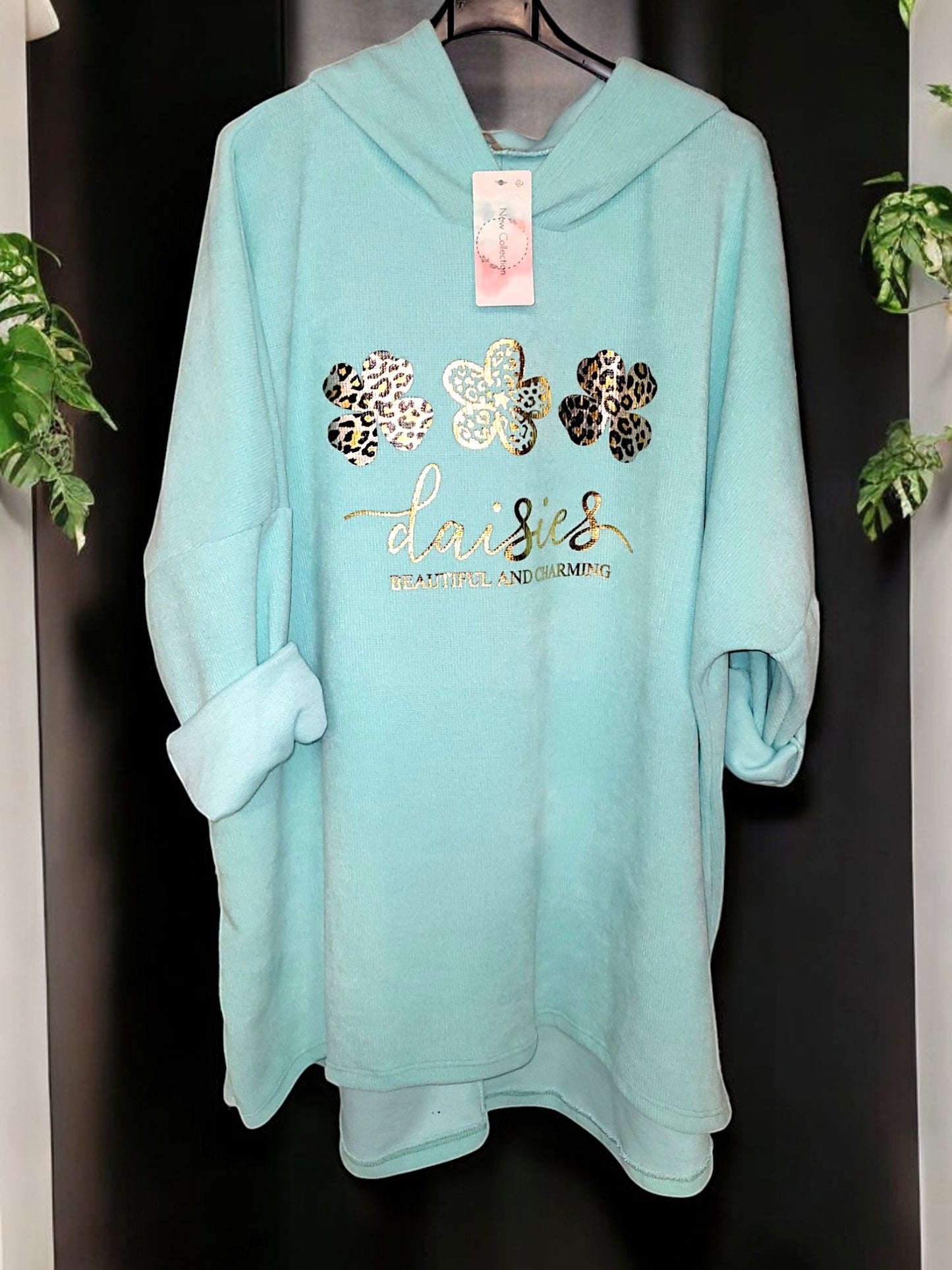 Feincord-Hoodie "Daisies..." Gr. 52 - 56 in versch. Farben