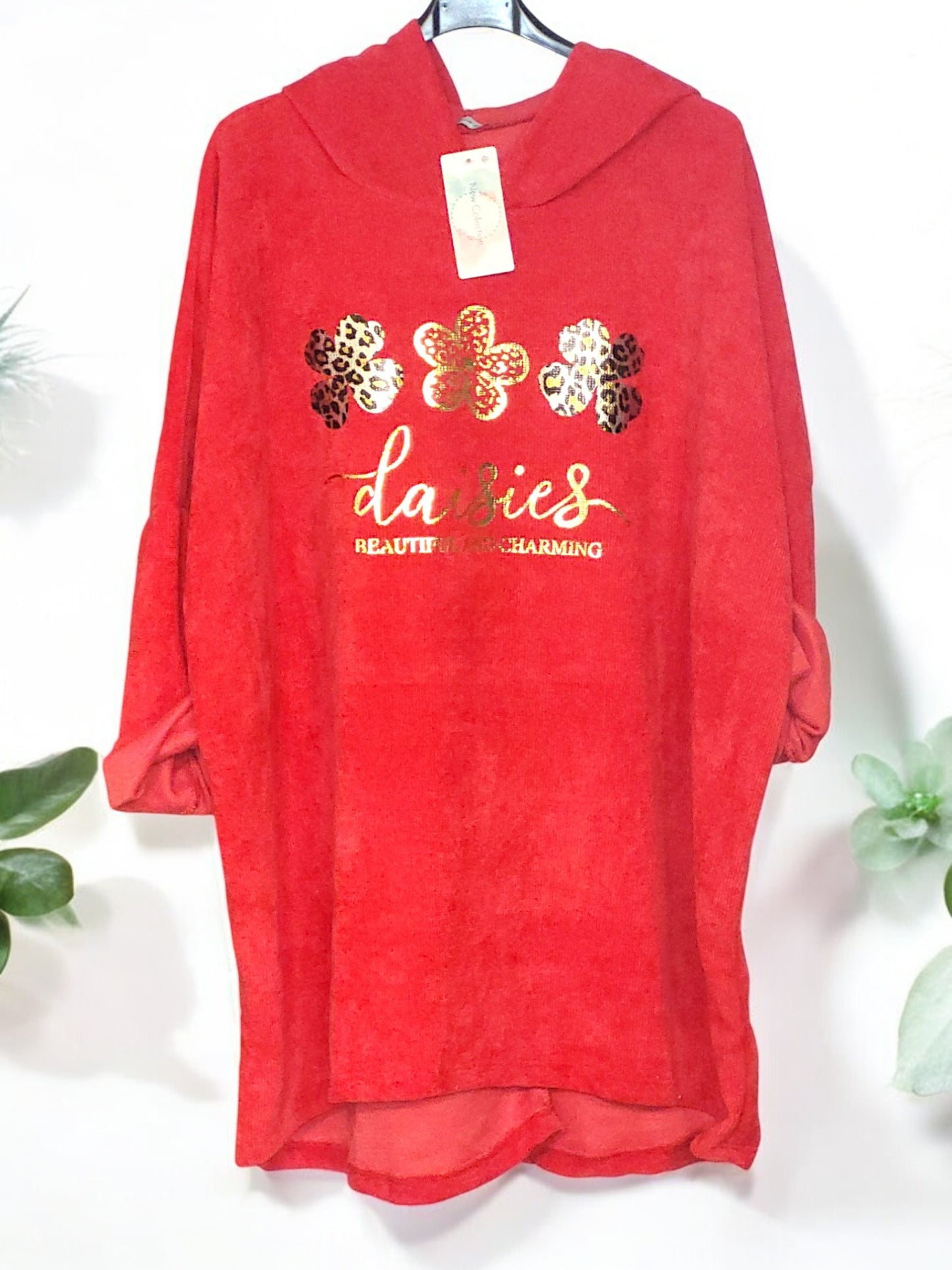 Feincord-Hoodie "Daisies..." Gr. 52 - 56 in versch. Farben