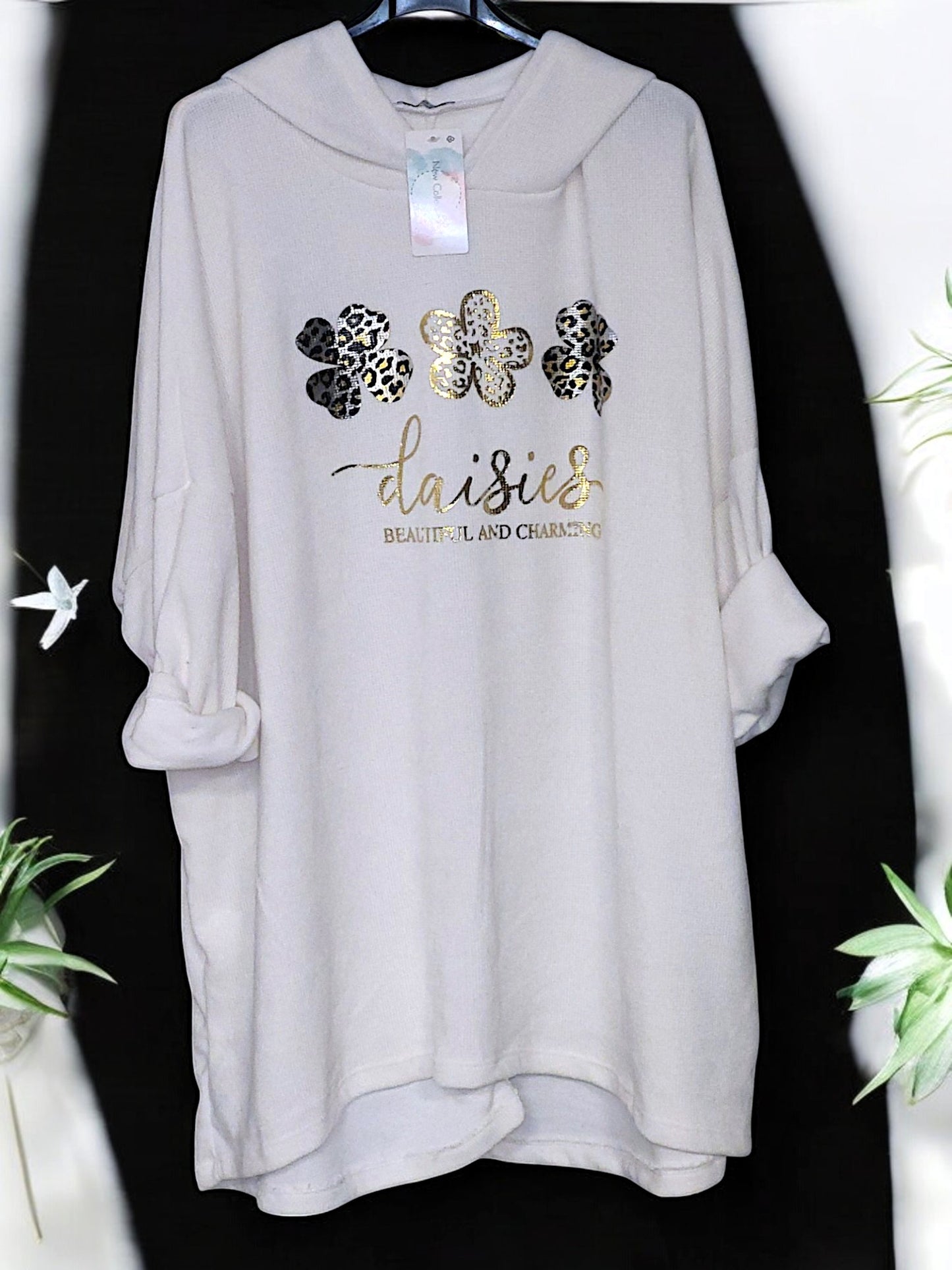 Feincord-Hoodie "Daisies..." Gr. 52 - 56 in versch. Farben