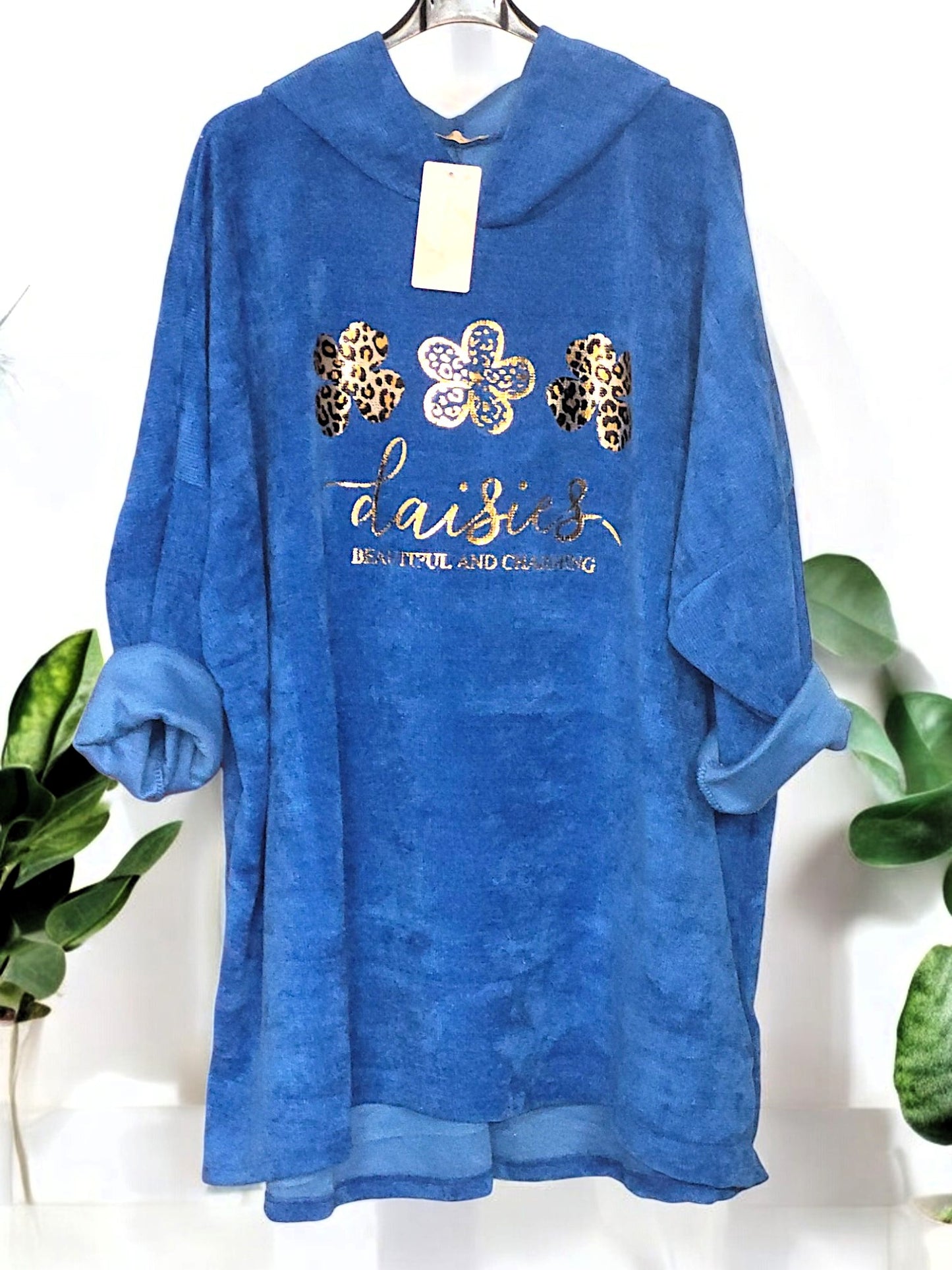 Feincord-Hoodie "Daisies..." Gr. 52 - 56 in versch. Farben