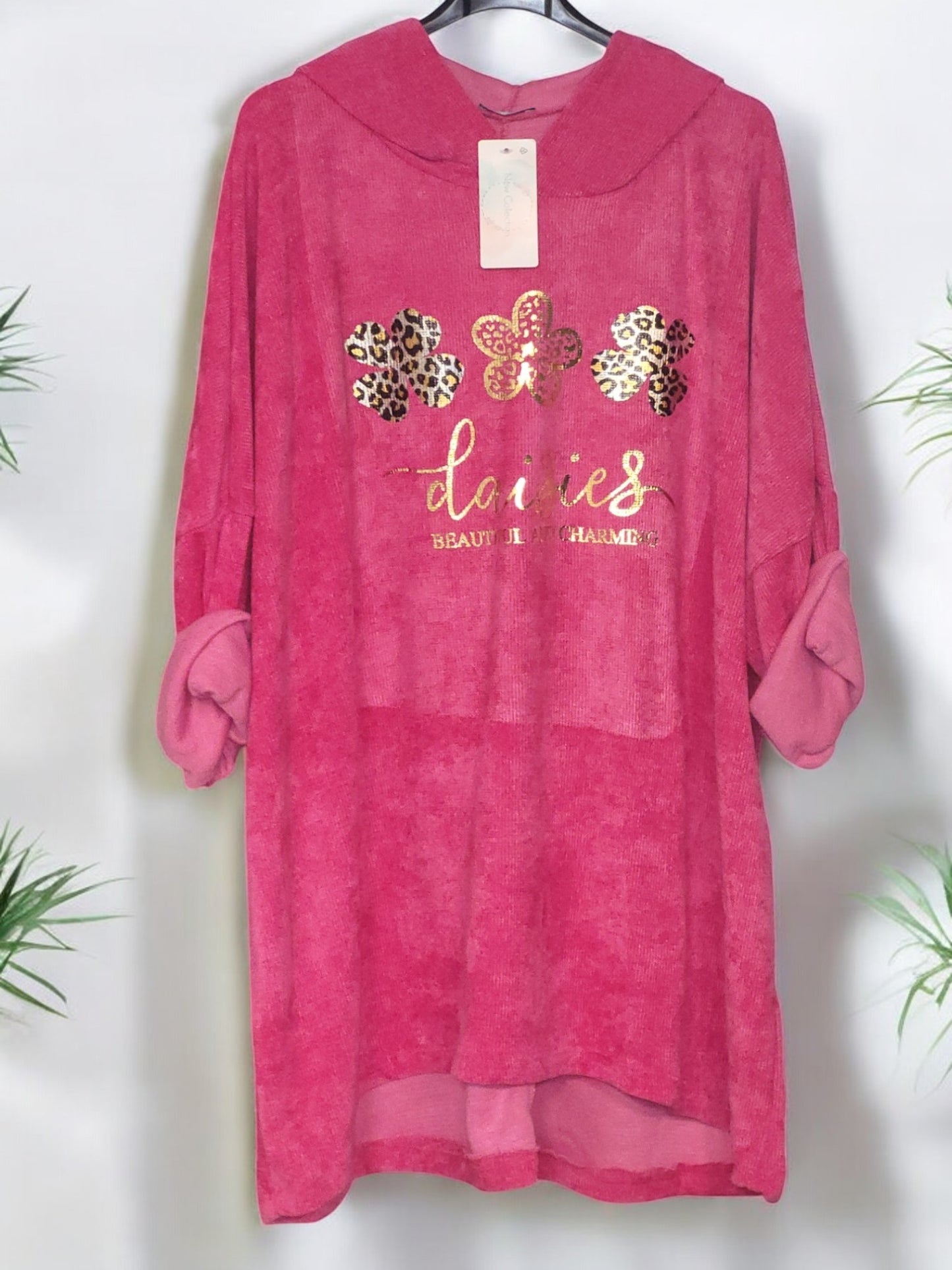 Feincord-Hoodie "Daisies..." Gr. 52 - 56 in versch. Farben