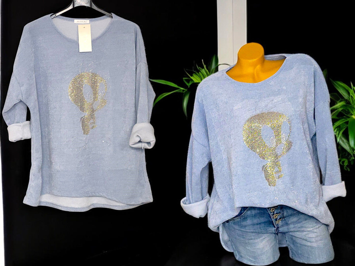 Feincord-Shirt Strass Tweety Gr. 42 - 46 in versch. Farben