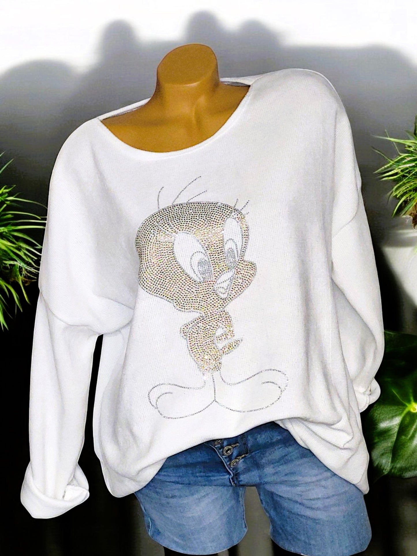 Feincord-Shirt Strass Tweety Gr. 42 - 46 in versch. Farben