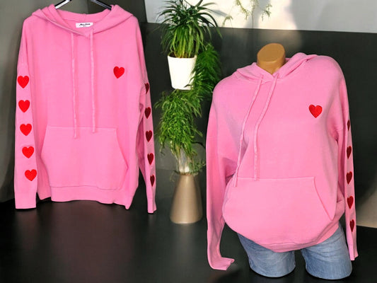 Strick-Hoodie Herz Gr. 38 - 44 in 2 Farben
