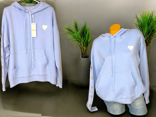 Strick-Hoodie Herz Gr. 38 - 44 in 2 Farben