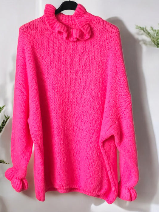 Kuschliger Strick-Pullover mit Rüschen Gr. 46 - 50 in versch. Farben